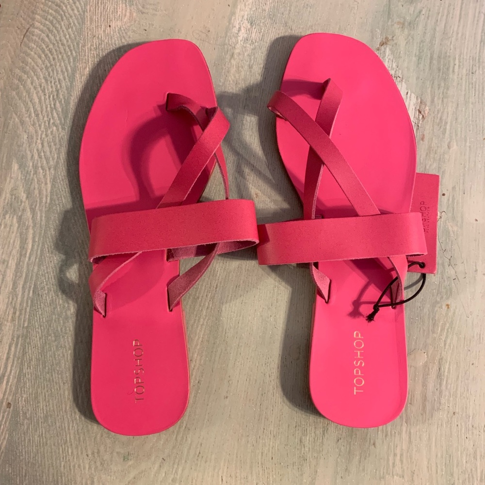 {Topshop} Harper leather sandals in pink